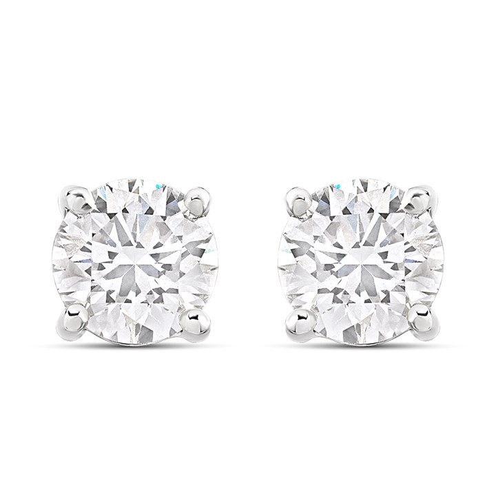 9ct White Gold Lab Grown Certificated Diamond Solitaire Earrings, 1ct/pair - L13010