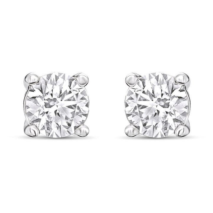 9ct White Gold Lab Grown Certificated Diamond Solitaire Earrings, 2ct/pair - L13020