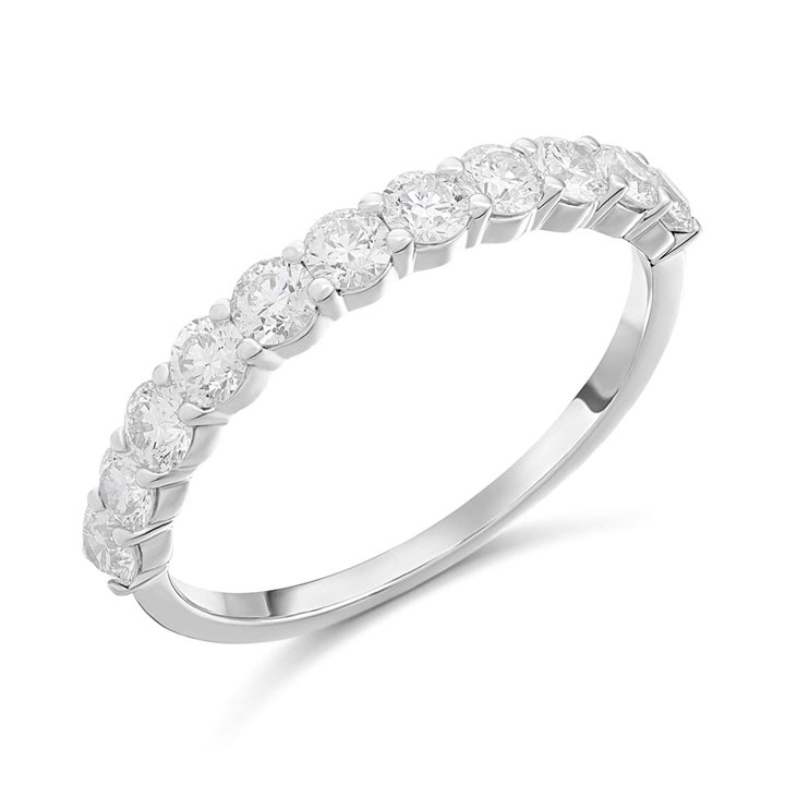 9ct White Gold Lab Grown Diamond 11-Stone Half Eternity Ring, 3/4ct - L40023