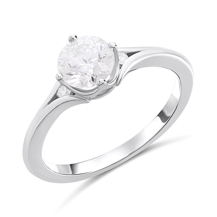 9ct White Gold Lab Grown Diamond Fancy Single Stone Ring, 3/4ct - L40030