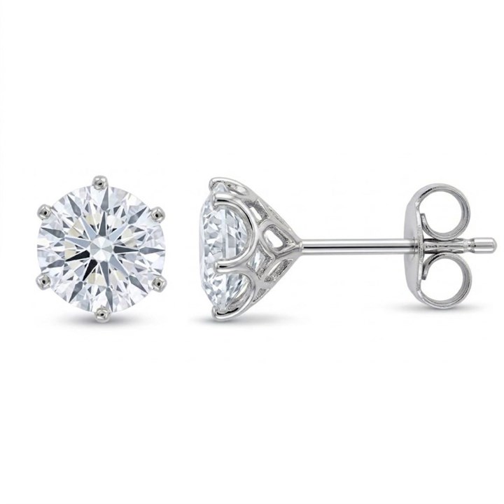 9ct White Gold Lab Grown Diamond Single Stone Earrings, 3ct/pr - L40060