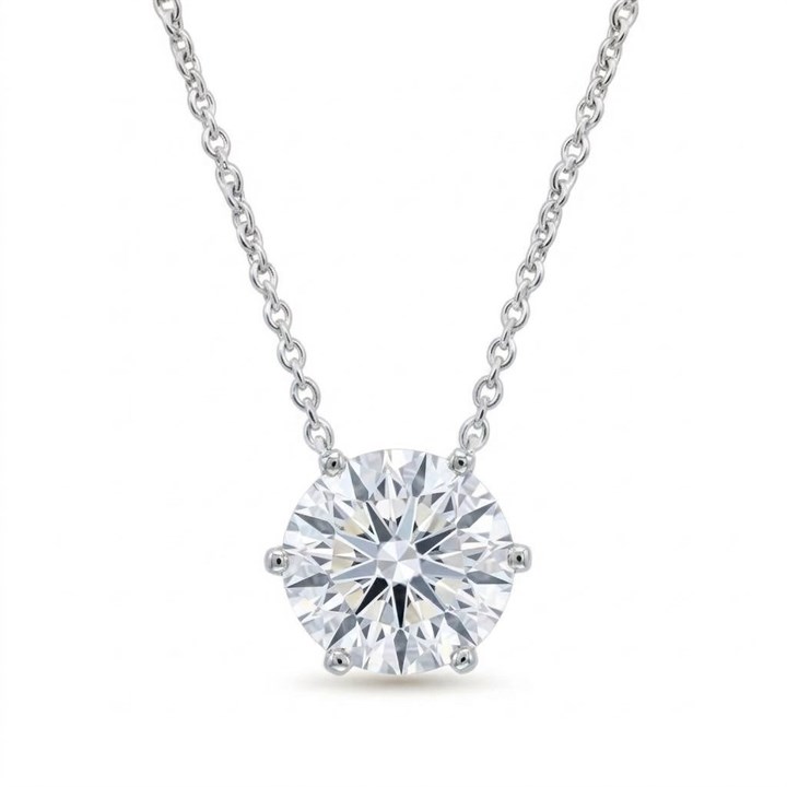 9ct White Gold Lab Grown Diamond Single Stone Necklace, 2cts - L40091