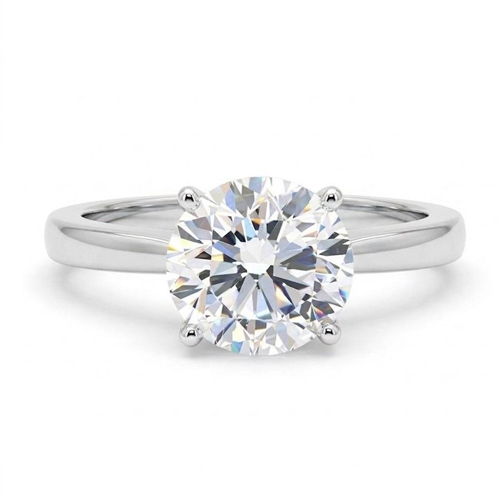 9ct White Gold Round Brilliant Cut Solitaire Lab Grown Diamond Ring, 2cts - L40201