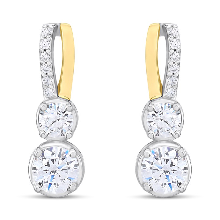 Night & Day Silver And 9ct Gold Double CZ Earrings - M0106