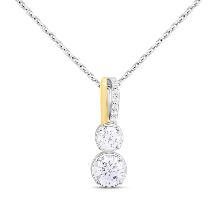 Night & Day Silver And 9ct Gold Double CZ Necklet - M1406