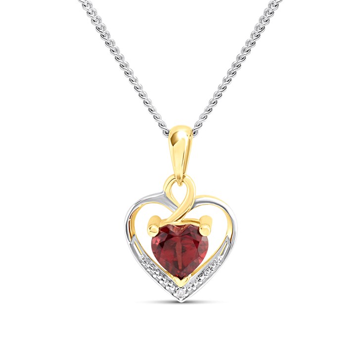 Night & Day Silver And 9ct Gold Lab Grown Diamond And Garnet Necklace - M1506
