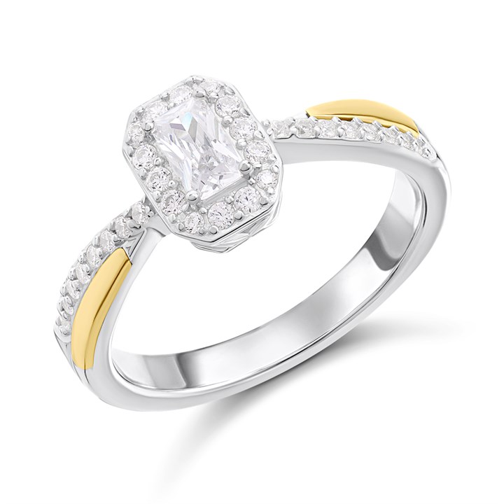 Night & Day Silver And 9ct Gold Octagonal CZ Ring - M1706