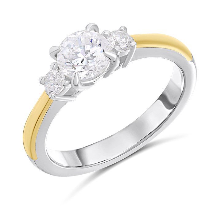 Night & Day Silver And 9ct Gold Cubic Zirconia Round Trilogy Ring - M1712