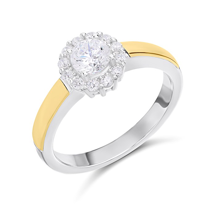 Night & Day Silver And 9ct Gold Cubic Zirconia Halo Ring - M1716