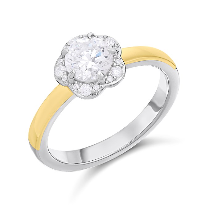 Night & Day Silver And 9ct Gold Cubic Zirconia Floral Cluster Ring - M1719