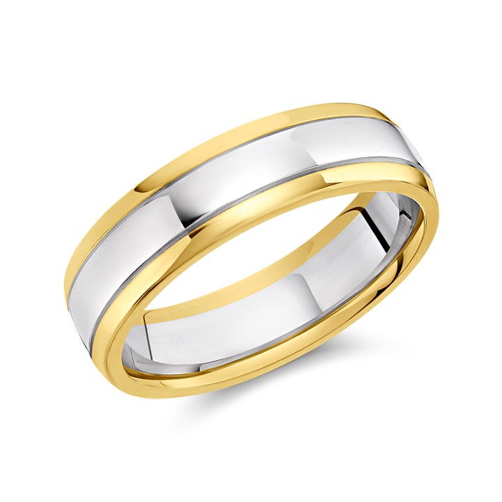 Night & Day Silver And 9ct Gold Court Wedding Ring - 5mm - M29503