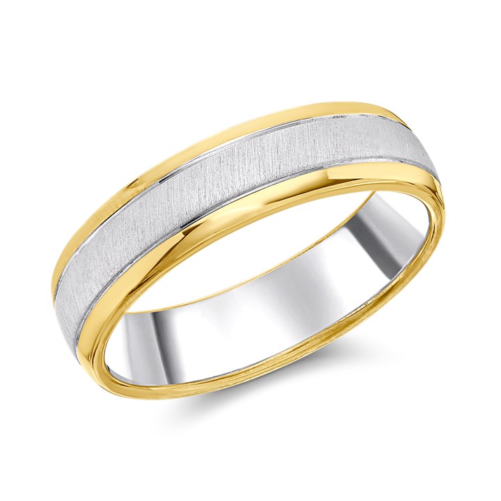 Night & Day Silver And 9ct Gold Court Wedding Ring - 5mm - M29504