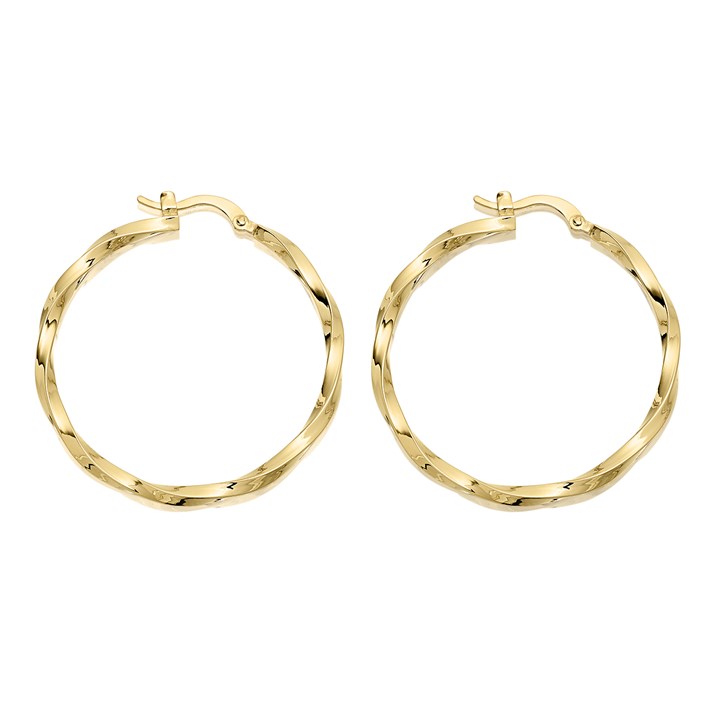 AUREUS Sterling Silver & 9ct Bonded Gold Twisted Hoop Earrings - M3201