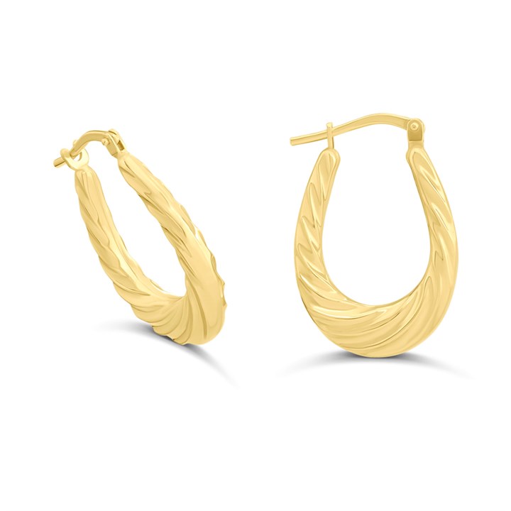 AUREUS Sterling Silver & 9ct Bonded Gold Twisted Creole Hoop Earrings - 27mm - M3210