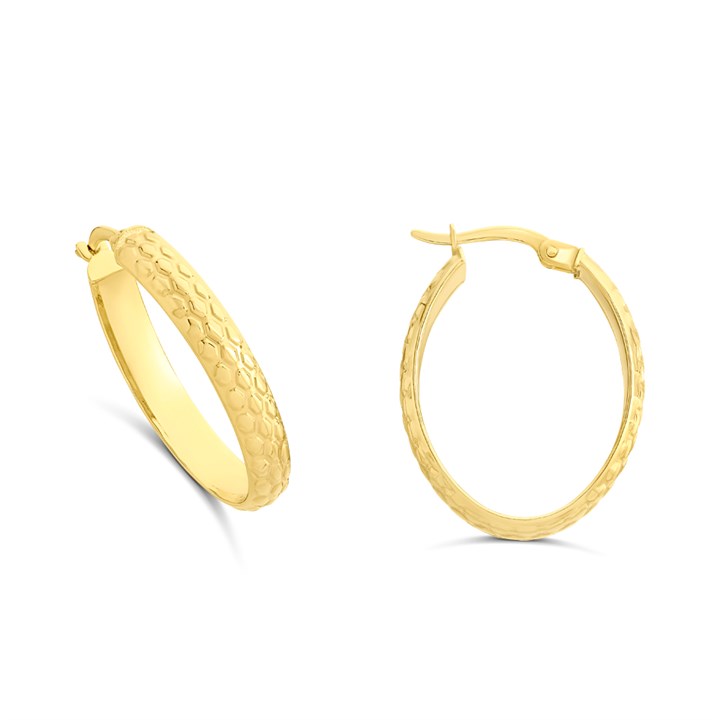 AUREUS Sterling Silver & 9ct Bonded Gold Texture Hoop Earrings - M3216