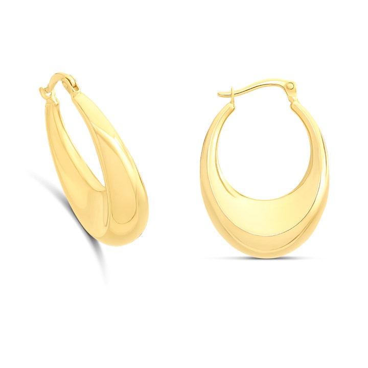 AUREUS Sterling Silver & 9ct Bonded Gold Creole Hoop Earrings - M3218