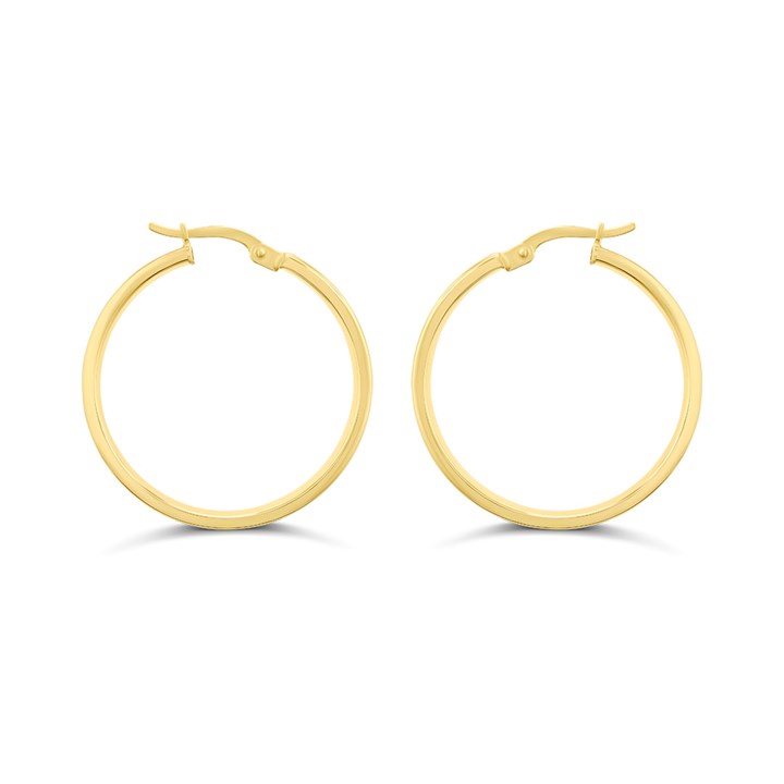 AUREUS Sterling Silver & 9ct Bonded Gold 25mm Tube Hoop Earrings - M3341