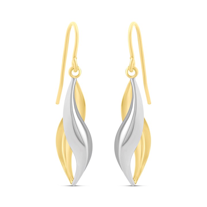 AUREUS Sterling Silver & 9ct Bonded Gold Two Colour Open Twist Drop Earrings - M3482