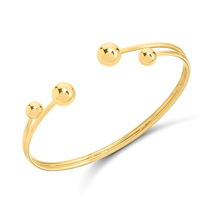 AUREUS Sterling Silver &  9ct Bonded Gold Double Ball Bangle - M3506