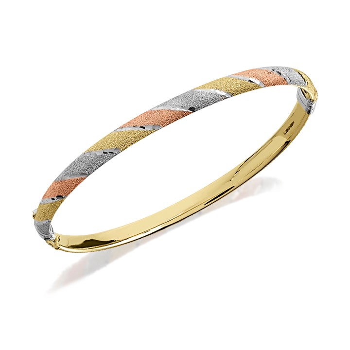 AUREUS Sterling Silver & 9ct Bonded Gold Three Colour Bangle - M3530