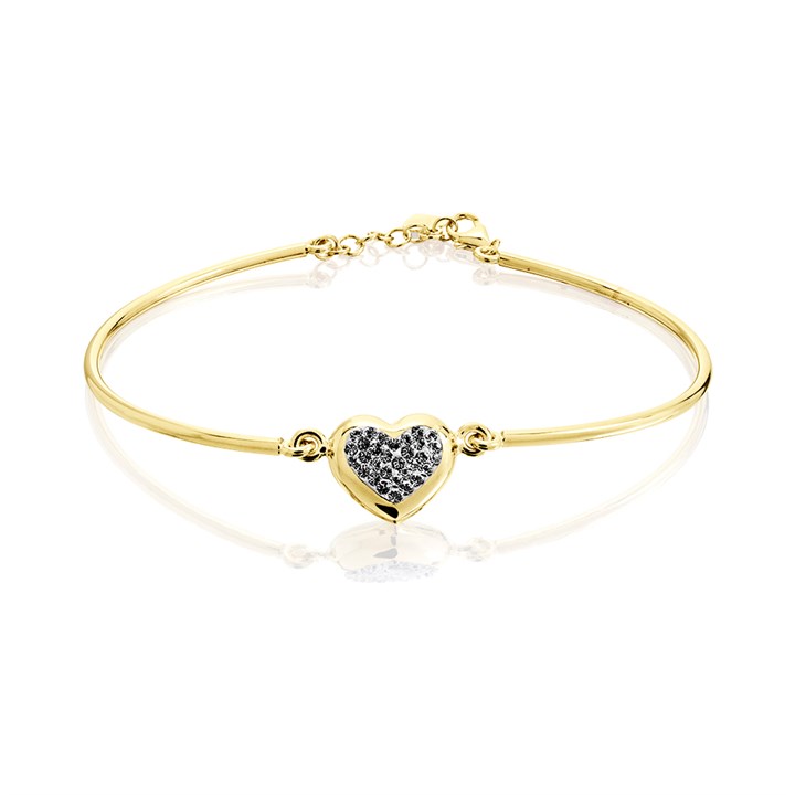 AUREUS Sterling Silver & 9ct Bonded Gold Crystal Heart Bangle - M3550