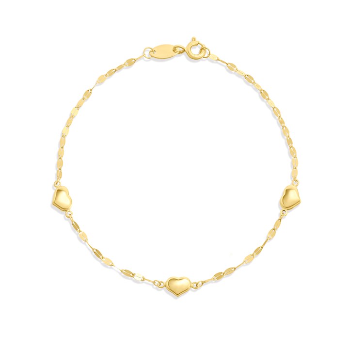 AUREUS Silver And 9ct Bonded Gold  Heart Station Bracelet - M3602