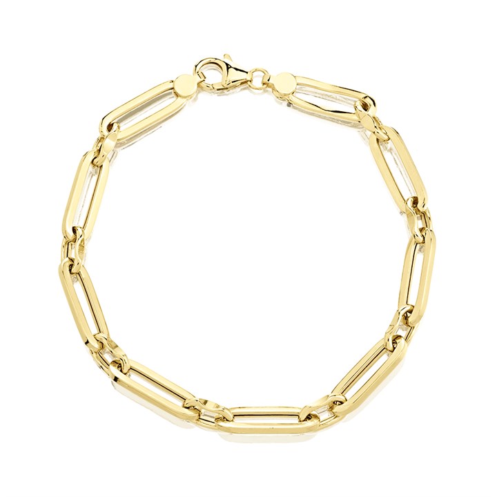 AUREUS Sterling Silver & 9ct Bonded Gold Paperclip Bracelet - 7.5in - M3652