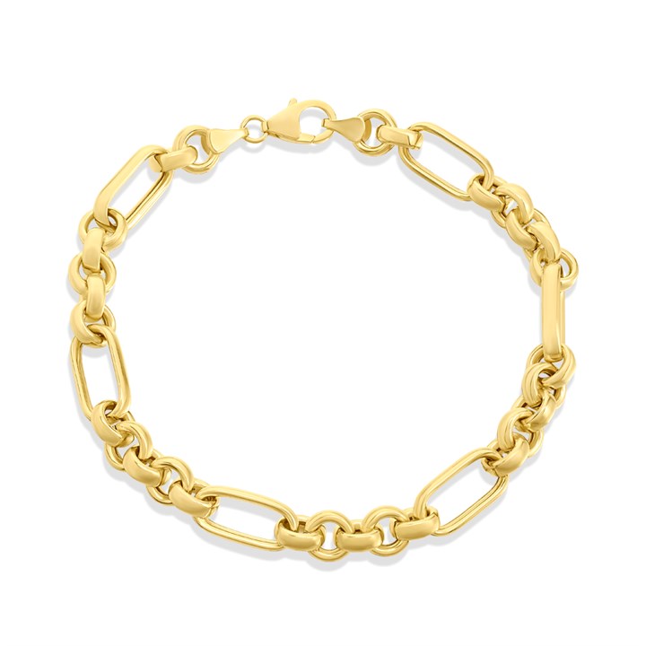 AUREUS Sterling Silver & 9ct Bonded Gold Fancy Belcher Bracelet - M3655