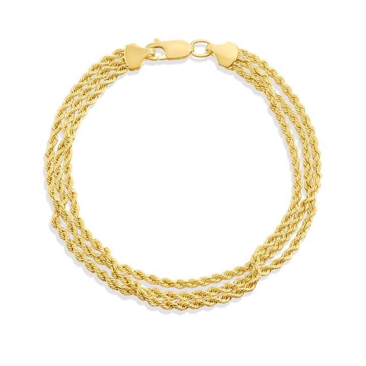 AUREUS Silver And 9ct Bonded Gold  3 Row Rope Bracelet - M3658