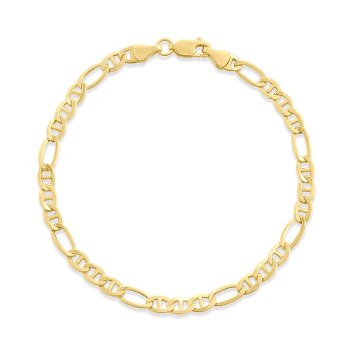 AUREUS Sterling Silver & 9ct Bonded Gold 7.5in Figarucci Bracelet - M3659