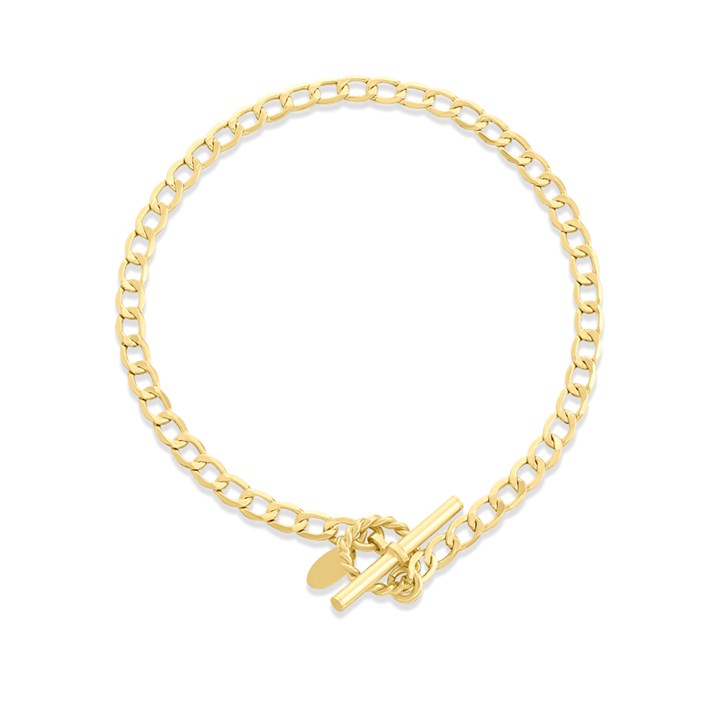Silver & 9ct Bonded Gold 7.5in T-Bar Curb Bracelet - M3662