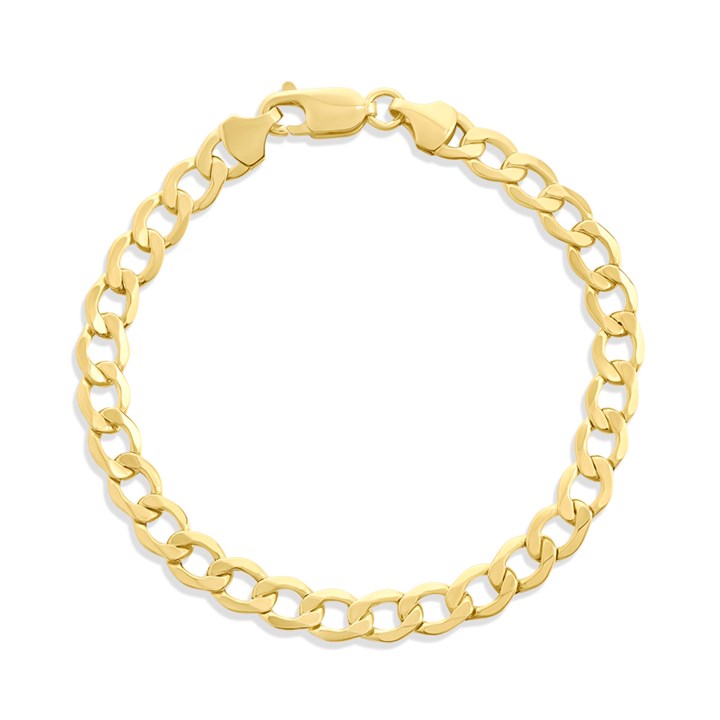 AUREUS Sterling Silver & 9ct Bonded Gold 7.5in Flat Curb Bracelet - M3706