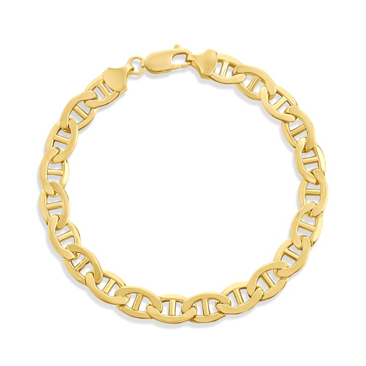 AUREUS Sterling Silver & 9ct Bonded Gold 8.25in Anchor Bracelet - M3784