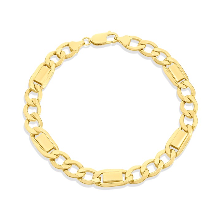 AUREUS Sterling Silver & 9ct Bonded Gold Figaro Style Bracelet - M3785