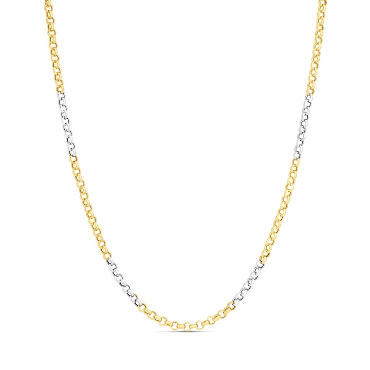 AUREUS Silver And 9ct Bonded Gold 18in Two-Colour Rolo Chain - M3870