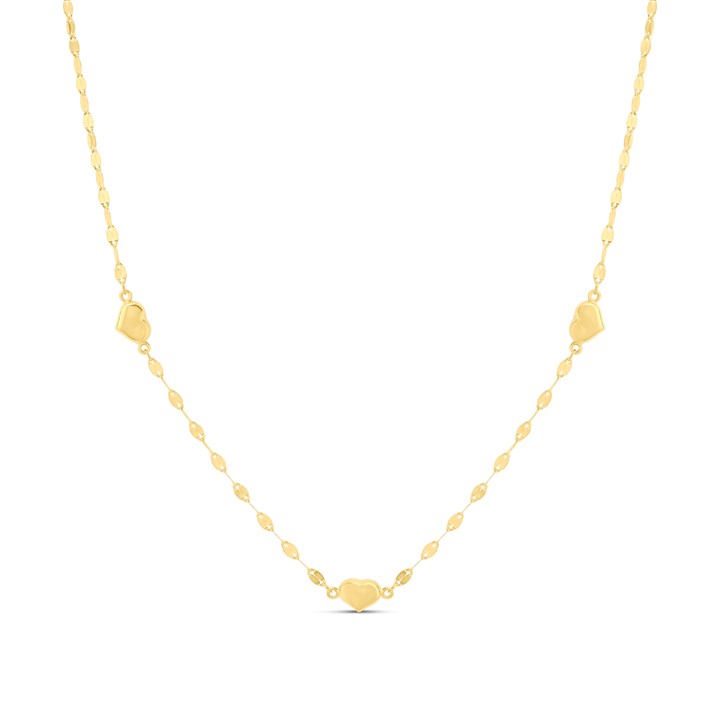 AUREUS Silver And 9ct Bonded Gold Heart Station Necklace - M3951