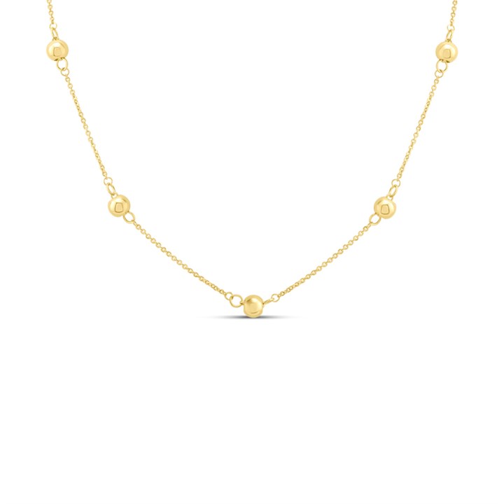 AUREUS Sterling Silver & 9ct Bonded Gold Bead Necklet - 17.5in - M3952