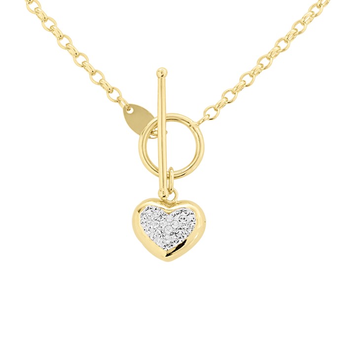 AUREUS Sterling Silver & 9ct Bonded Gold Crystal Heart Necklet - M3956