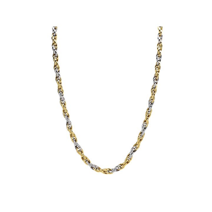 AUREUS Sterling Silver & 9ct Bonded Gold Two Colour Necklet - 18in - M3980