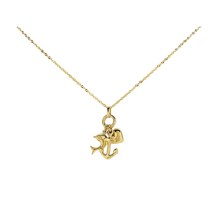 AUREUS Sterling Silver & 9ct Bonded Gold Multi Charm Necklace - M4002