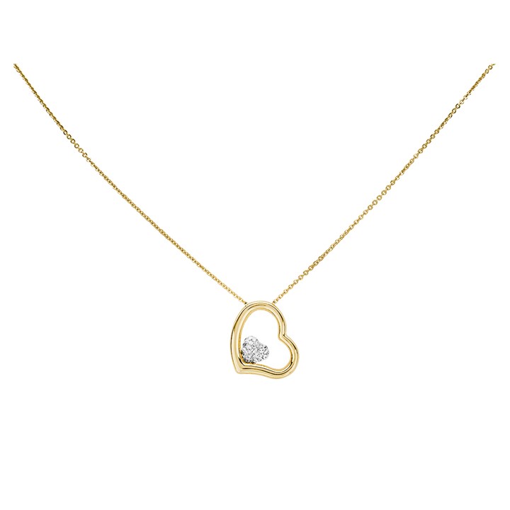 AUREUS Sterling Silver & 9ct Bonded Gold Crystal Heart Necklace - M4030
