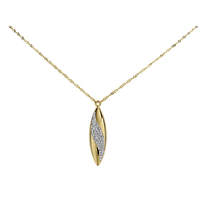 AUREUS Sterling Silver & 9ct Bonded Gold Teardrop Crystal Necklace - M4031