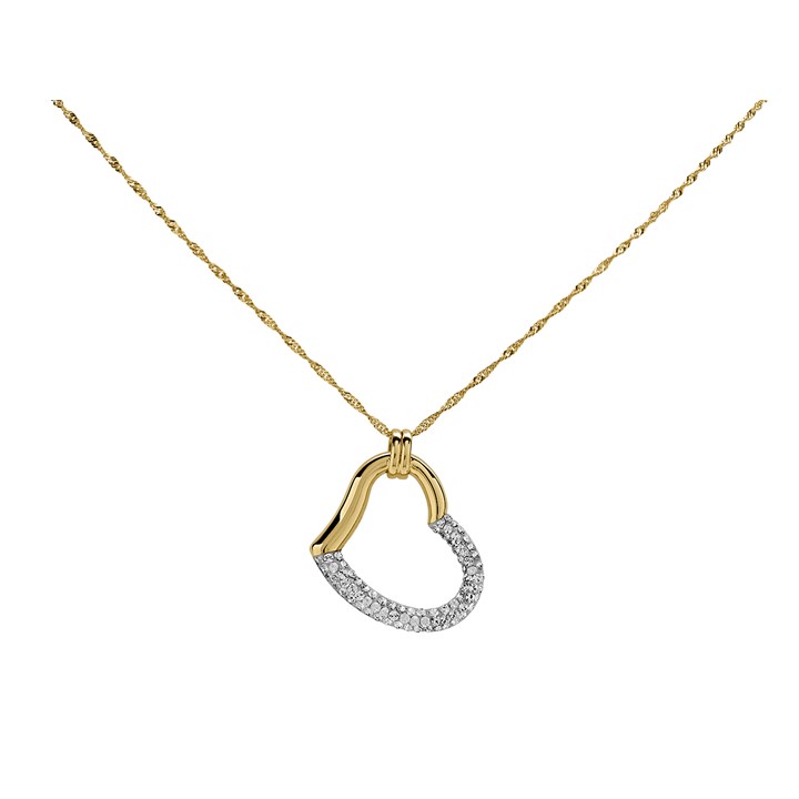 AUREUS Sterling Silver & 9ct Bonded Gold Crystal Open Heart Necklace - M4033