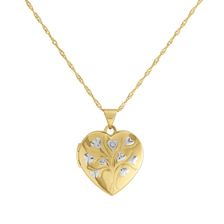 AUREUS Sterling Silver & 9ct Bonded Gold Heart Locket And Chain - M4061