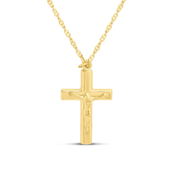 AUREUS Silver And 9ct Bonded Gold Crucifix And Chain - M4090