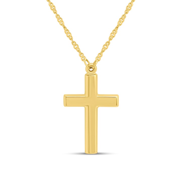AUREUS Silver And 9ct Bonded Gold Plain Cross And Chain - M4091