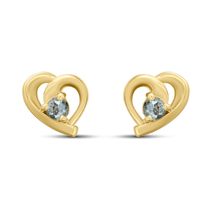 18ct Gold Vermeil Aquamarine Heart Stud Earrings - M5152