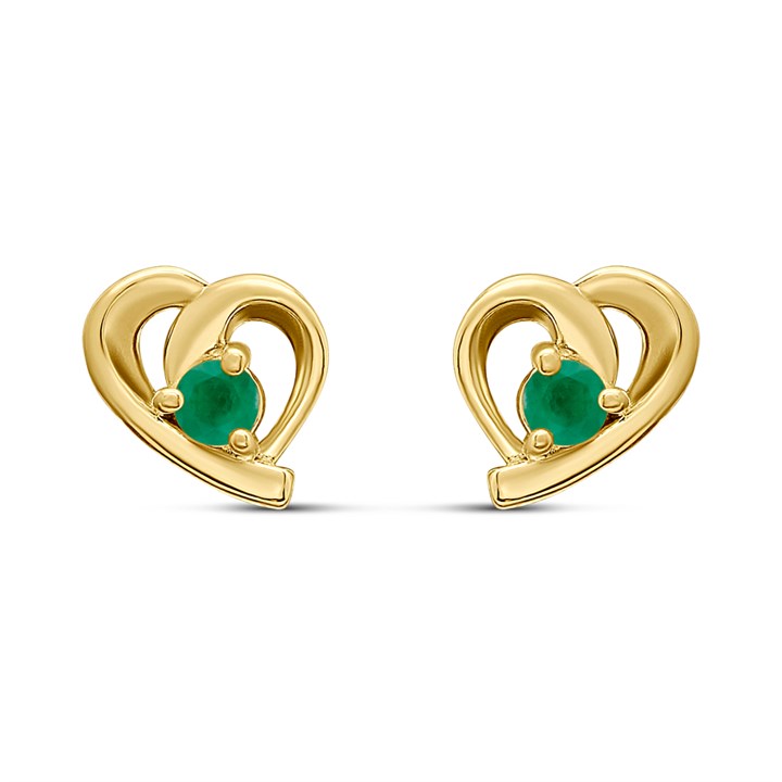18ct Gold Vermeil Emerald Heart Stud Earrings - M5154