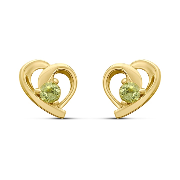 18ct Gold Plated Silver Vermeil Peridot Heart Earrings - M5157