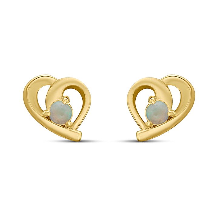 18ct Gold Vermeil Opal Heart Stud Earrings - M5159